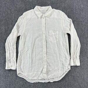 Country Road Shirt Womens 12 White Organic French Linen Button Front Casual Top